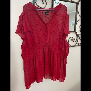Torrid 5X red and black bow tie blouse